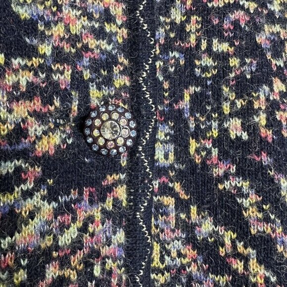 Wool Coatigan Intarsia Jeweled Buttons Cardigan Sweater Size US 2XL - Picture 6 of 16
